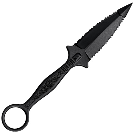 [705442018469] Cold Steel CS92FR FGX Ring Dagger 3.50" Fixed Serrated Dagger Black Griv-Ex Blade/Black w/Molded Ring Griv-Ex Handle