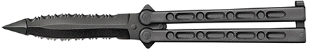 [705442018964] Cold Steel CS-92EAA FGX Balisong 5" Folding Part Serrated Black Griv-Ex Blade  &  Handle