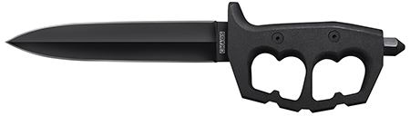 [705442010746] Cold Steel CS-80NTP Chaos Double Edge 7.50" Fixed Plain Black SK-5 High Carbon Blade/Black w/ "D" Ring Guards Aluminum Handle