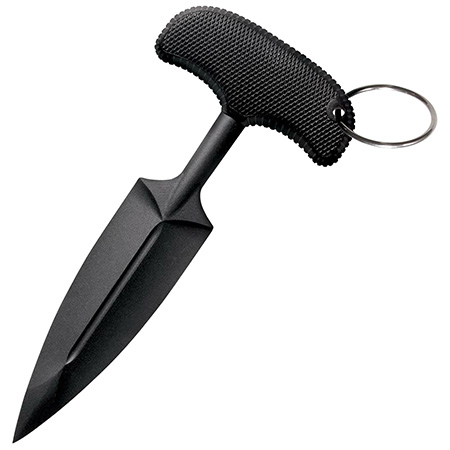 [705442005735] Cold Steel CS-92FPA FGX Push Blade I 3.50" Fixed Plain Black Textured Griv-Ex w/Overmold Kray-Ex Handle