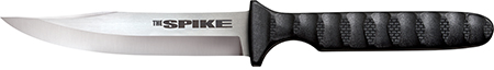 [705442010104] Cold Steel CS-53NBS Spike  4" Fixed Bowie Plain 4116 Stainless Steel Blade/Black Scalloped Griv-Ex Handle Includes Sheath