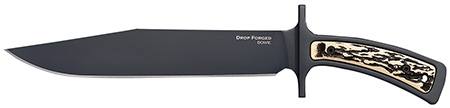 [705442020486] Cold Steel CS-36MK Drop Forged  9.50" Fixed Bowie Plain Black 52100 High Carbon Steel Blade/ Black  &  Ivory Faux Stag Handle Includes Belt Loop/Sheath