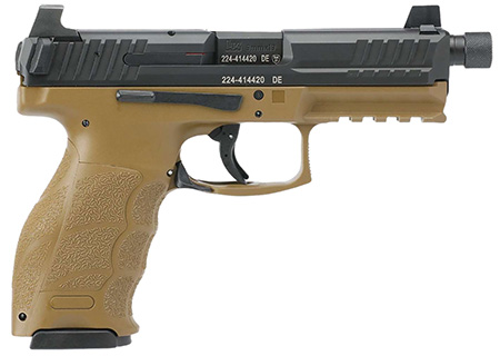 [642230263666] HK 81000776 VP9 Tactical 9mm Luger 17+1 4.70" Black Steel Threaded Barrel, Black Serrated Steel Slide, Flat Dark Earth Polymer Frame w/Picatinny Rail,  Ambidextrous