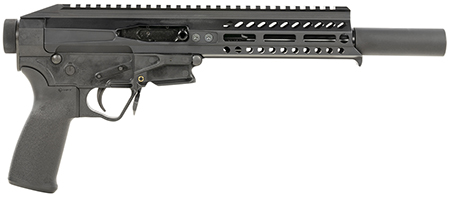 [847313018373] Patriot Ordnance Factory 01837 Rebel  22 LR 8" Barrel w/Faux Suppressor, Black Anodized Upper Receiver/Polymer Lower, 7" M-LOK Free-Float Handguard, QD Endcap, MFT Grips, Accepts 10/22 Magazines