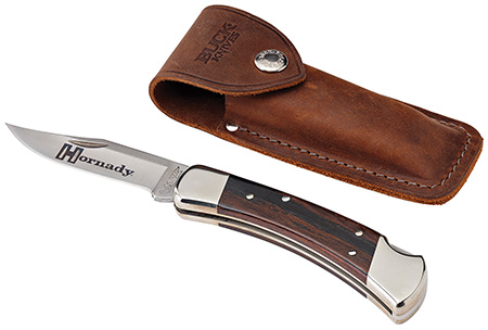 [090255991260] Hornady 99126 Buck 110 Folding Plain 420 Stainless Steel Blade Brown Macassar Ebony Dymondwood w Nickel Plated Bolsters Handle