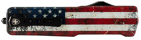[093674822627] Templar Knife MAUS321 Premium Lightweight Slim 3.16" OTF Drop Point Plain Black Oxide Stonewashed Powdered D2 Steel Blade/4.93" US Flag Anodized Aluminum Handle