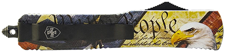 [093674815247] Templar Knife MZEG321 Premium Weighted Slim 3.16" OTF Drop Point Plain Black Oxide Stonewashed Powdered D2 Steel Blade/4.93" Eagle w/"We The People" Aluminum Zinc Alloy Handle