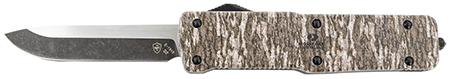 [093674825086] Templar Knife LZMOB321 Premium Weighted  Large 3.55" OTF Drop Point Plain Black Oxide Stonewashed D2 Steel Blade, 5.25" Mossy Oak Bottomland Aluminum Zinc Alloy Handle