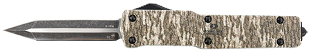 [093674825123] Templar Knife MZMOB121 Premium Weighted  Slim 3.16" OTF Dagger Plain Black Oxide Stonewashed D2 Steel Blade, 4.93" Mossy Oak Bottomland Aluminum Zinc Alloy Handle