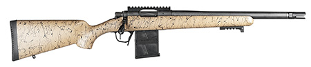 [691328238055] Christensen Arms 8010612000 Ridgeline Scout Full Size 308 Win 4+1, 16" Black Nitride Steel Threaded Barrel, Black Nitride Aluminum Receiver, Tan w/Black Webbing Fixed Sporter Stock