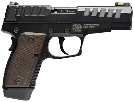[640832008784] Kel-Tec P15MBLK P15  9mm Luger 15+1 4" Black Steel Barrel, Black Nitride Serrated Steel Slide, Black Anodized Aluminum Frame, American Walnut Grip, Ambidextrous