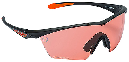 [686775067587] Beretta USA OC031A2354039FUNI Clash Shooting Glasses Scarlet Lens Black with Orange Accents Frame
