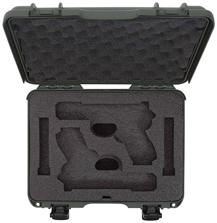 [666365020765] Nanuk 910GLOCK6 910 Glock Compatible 2 Up Pistol Case Olive Polymer w/ Latches Closed-Cell Foam Padding  &  Airline Approved 13.20" L x 9.20" W x 4.10" H Interior Dimensions