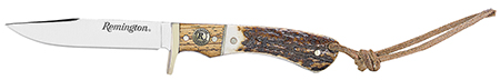 [047700156552] Remington Accessories 15655 Guide Jr. 6.50" Fixed Skinner Stainless Steel Blade, Stag Bone Handle w/Remington Shield, Nickle Silver Bolsters, Includes Sheath