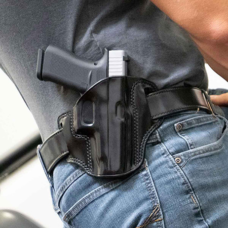 [601299024335] Galco CM876B Combat Master  OWB Black Leather Belt Slide Fits Springfield Hellcat Pro Right Hand