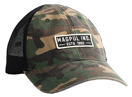 [840815135289] Magpul MAG1260-964 Established Garment Trucker Hat Woodland Camo Adjustable Snapback OSFA Embroidered Patch