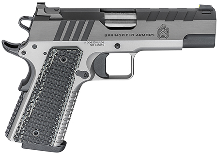[706397934514] Springfield Armory PX9217L 1911 Emissary 9mm Luger 9+1 4.25" Bull Barrel,  Stainless Steel Frame w/ Beavertail, Serrated Blued Carbon Steel Slide, Black VZ Thin-Line G10 Grip