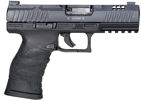 [723364224652] Walther Arms 5220302 WMP Optic Ready 22 WMR 10+1 4.50" Stainless Steel Barrel, Black Optic Ready/Serrated Slide, Black Polymer Frame w/Picatinny Rail, Black Polymer Grip, Right Hand