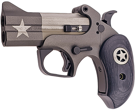 [855959009815] Bond Arms BATP 1836 Texas Independence 45 Colt (LC)/.410 2 Shot 3.50" Gray/Olive Cerakote w/Star Double Barrel, Steel Frame Black Ash w/Integrated Star Grips