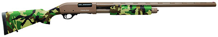 [8053800945035] Charles Daly 930330 301  Full Size 12 Gauge Pump 3" 4+1 28" Flat Dark Earth Vent Rib Barrel  &  Grooved Aluminum Receiver, Fixed Woodland Camo Synthetic Stock, Beretta/Benelli Mobil Choke System