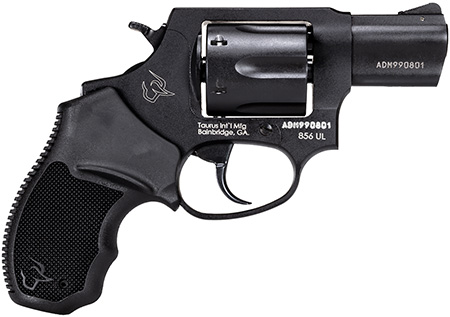 [725327620853] Taurus 2-85621UL 856 Ultra-Lite Small Frame 38 Special +P 6 Shot 2" Matte Black Carbon Steel Barrel  &  Cylinder, Matte Black Anodized Aluminum Frame, Black Finger Groove Rubber Grip