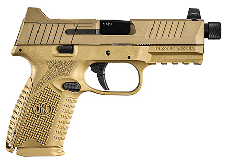 [845737011611] FN 66100746 509MT  9mm Luger 10+1, 4.50" Black Target Crown/Threaded Steel Barrel, Flat Dark Earth Optic Cut/Serrated Steel Slide, Flat Dark Earth Polymer Frame w/Picatinny Rail, Ambidextrous
