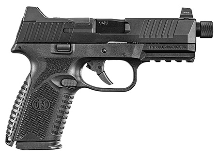 [845737015176] FN 66100838 509MT  Mid-Size Frame 9mm Luger 10+1 4.50" Black Target Crown/Threaded Steel Barrel, Matte Black Optic Ready/Serrated Steel Slide, Matte Black Polymer Frame w/Picatinny Rail, Ambidextrous