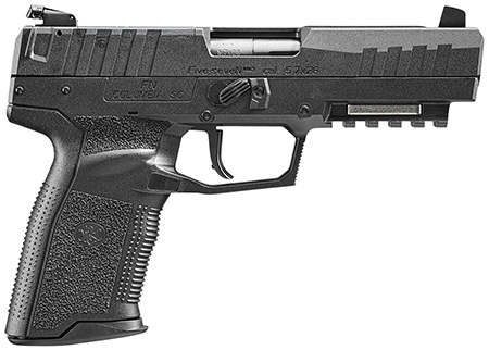 [845737015053] FN 66101276 Five-seveN MRD 5.7x28mm 10+1 4.80" Black Steel Barrel, Black Optic Ready/Serrated Steel Slide  &  Polymer Frame w/Picatinny Rail, Black Textured Polymer Grip, Ambidextrous