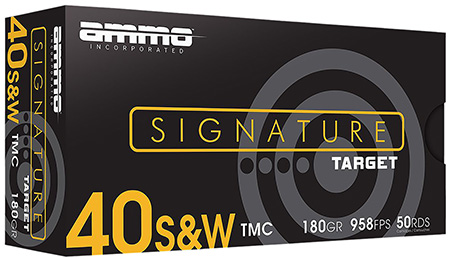 [818778021536] Ammo Inc 40180TMCA50 Signature  40S&W 180gr Total Metal Case 50 Per Box/20 Case