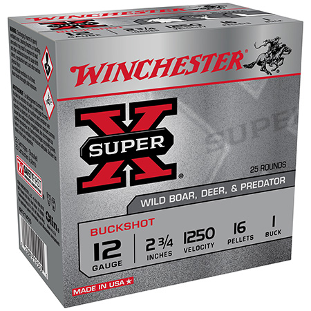 [020892025301] Winchester Ammo XB121VP25 Super X  12Gauge 2.75" 16Pellets 1Buck Shot 25 Per Box/10 Case *Value Pack