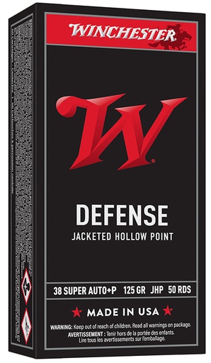 [020892231528] Winchester Ammo USA38AJHP USA  38Special 125gr Jacketed Hollow Point 50 Per Box/10 Case