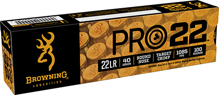 [020892104730] Browning Ammo B194122101 Pro22  22LR 40gr Lead Round Nose 100 Per Box/20 Case