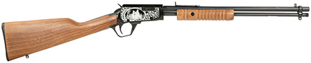 [754908315406] Rossi RP22181WDEN16 Gallery  Full Size 22 LR 15+1, 18" Polished Black Steel Barrel Polished Black w/Father And Son Hunting Scene Engraving Steel Receiver, Hardwood Fixed Stock, Right Hand