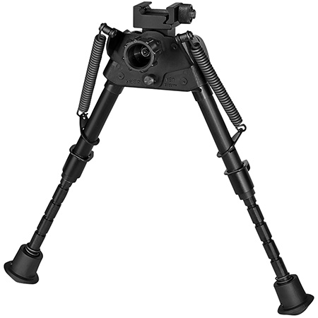 [051156113212] Harris Bipods S-BRMP Swivel BR Picatinny, 6-9", Black Steel/Aluminum, Notched Legs, Rubber Feet