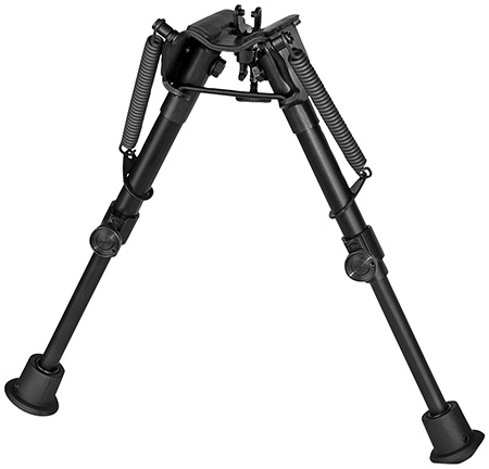 [051156113113] Harris Bipods 1A2-BR2 Non-Swivel BR Swivel Stud, 6-9", Black Steel/Aluminum, Self Leveling Legs, Rubber Feet (No Sling Stud Provision)