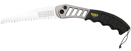 [854566003001] Wicked Tree Gear WTG001 Hand Saw  Folding Saw 7" High Carbon Steel Blade Black Overmolded Aluminum Handle