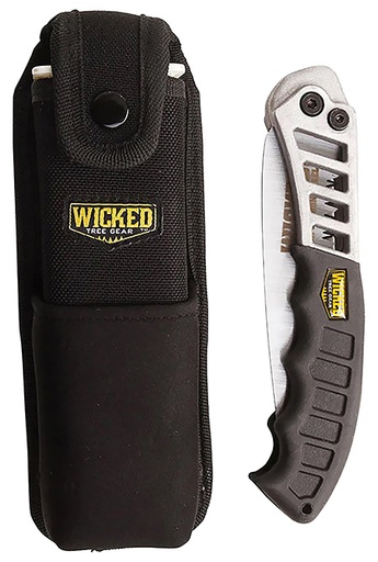 [854566003025] Wicked Tree Gear WTG003 Combo Pack  Folding Saw 7" High Carbon Steel Blade/Black Overmolded Aluminum Handle Includes Scabbard