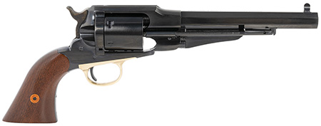 [844234100453] Cimarron CA1010 1858 New Model Army 38 Special 6rd 7.37" Blued Steel Barrel, Cylinder  &  Frame, Dovetail Front/Notch Rear Sights, Ejector Rods, Walnut Grips