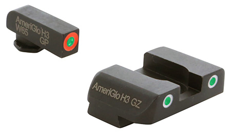 [644406905844] AmeriGlo GL241 Custom Classic Sight Set for Glock  Green Tritium Orange Outline Front Sight-Green Tritium White Outline Rear Sight