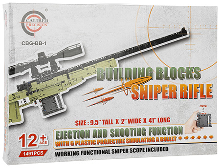 [024718514949] Caliber Gourmet CGBBB1 Sniper Building Blocks  Black/Green Plastic 41" Long 1491 Pieces