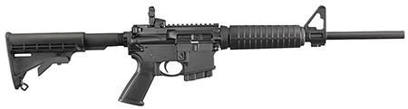 [736676085026] Ruger 8502 AR-556 *State Compliant 5.56x45mm NATO 10+1 16.10" Heavy Contour Barrel, Black Hard Coat Anodized 7075-T6 Aluminum Forgings, Fixed M4-Style Stock With Mil-Spec Buffer Tube, Optics Ready