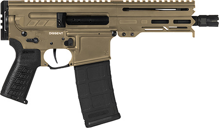 [810097507999] CMMG 55A938FCT Dissent  5.56x45mm NATO 30+1 6.50", Coyote Tan Cerakote Rec, OEM Grip, Picatinny Buffer Adapter, Zeroed Drop-In Single Stage Trigger