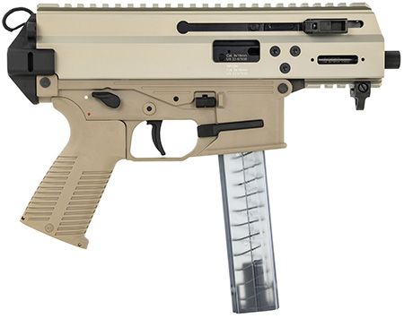 [840225708356] B & T Firearms 36176502CT APC 9K 9mm Luger 30+1 4.30" Black Threaded Barrel, Coyote Tan Aluminum/Polymer Frame, Picatinny Rail, Brace Adapter, Coyote Polymer Grip, Ambidextrous
