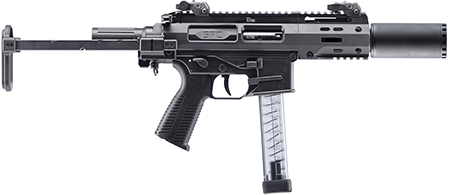 [840225709315] B & T Firearms 500003SDTB SPC9 SD 9mm Luger 33+1 4.50" with RBS Suppressor, Black, Tele Brace Adapter, Polymer Grip (OEM Mag)