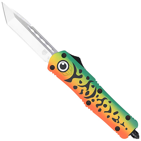 [099654041873] CobraTec Knives MFLGNFS3TNS FS-3 Fishing Lure Medium 3" OTF Tanto Plain Satin D2 Steel Blade, 4.50" Green Fishing Lure Aluminum Cerakoted Handle