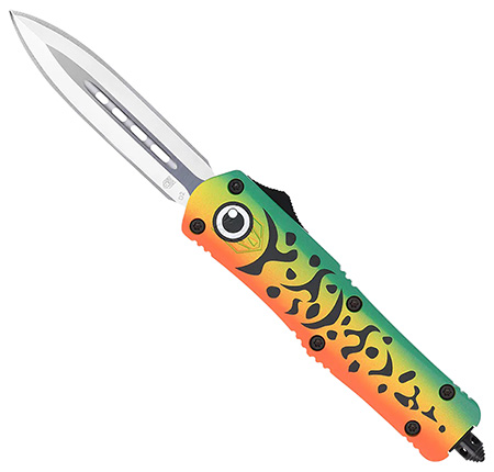 [099654041897] CobraTec Knives MFLGNFS3DAGNS FS-3 Fishing Lure Medium 3" OTF Dagger Plain Satin D2 Steel Blade, 4.50" Green Fishing Lure Aluminum Cerakoted Handle