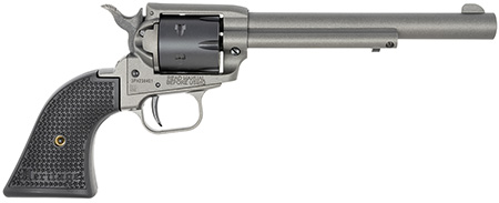 [727962707791] Heritage Mfg RR22C6 Rough Rider  22 LR 6 Shot. 6.50" Tungsten Gray Cerakote Steel Barrel  &  Frame, Black Satin Cylinder, Black Star Polymer Grip, Hammer/Thumb Safety, Exposed Hammer
