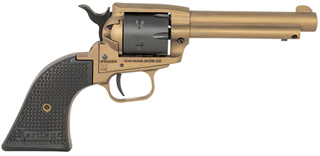 [727962708316] Heritage Mfg SRR22A4 Rough Rider  22 LR 6 Shot, 4.75" Burnt Bronze Cerakote Steel Barrel, Frame, Black Satin Cylinder, Black Polymer Grip, Hammer/Thumb Safety, Exposed Hammer