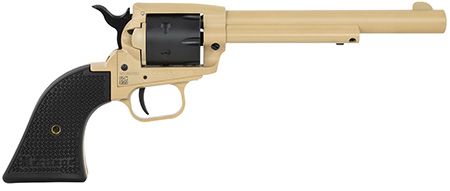 [727962708323] Heritage Mfg SRR22V6 Rough Rider  22 LR 6 Shot, 6.50" Sabre Sand Cerakote Steel Barrel  &  Frame, Black Satin Cylinder, Black Polymer Grip, Hammer/Thumb Safety, Exposed Hammer