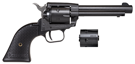 [727962708279] Heritage Mfg SRR22MBS4PG Rough Rider  22 LR/22 WMR 6 Shot, 4.75" Black Satin Steel Barrel, Frame  &  Cylinder, Black Polymer Grip, Exposed Hammer